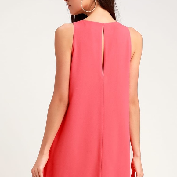 Lulu’s Near or Bar Coral Pink Shift Dress - Picture 2 of 4